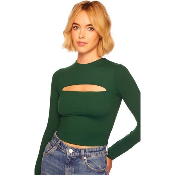 Susana Monaco Cropped Long Sleeve Top With Cutouts - Picture 1 of 8